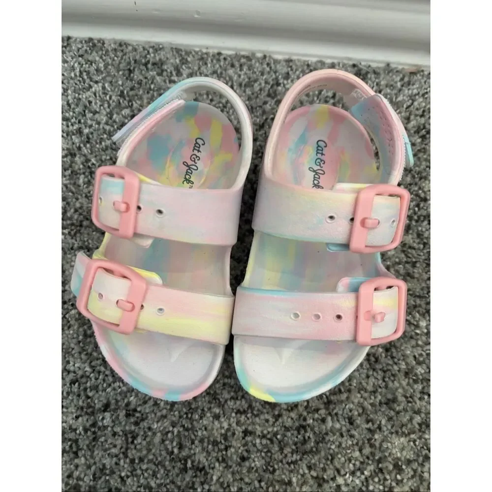 ❤️Cat & Jack Pastel Tie Dye Toddler Sandals Sz5